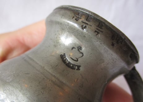 Victorian Pewter measure cup 1/2 Gill