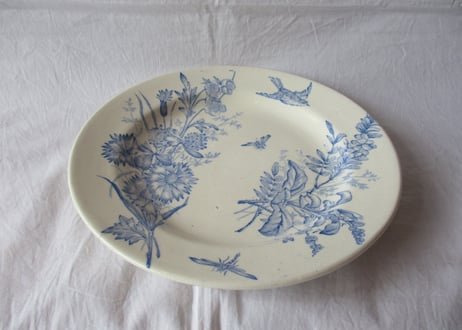 ままごと皿「Blue flower」 / Large flat plate【ダメージ】