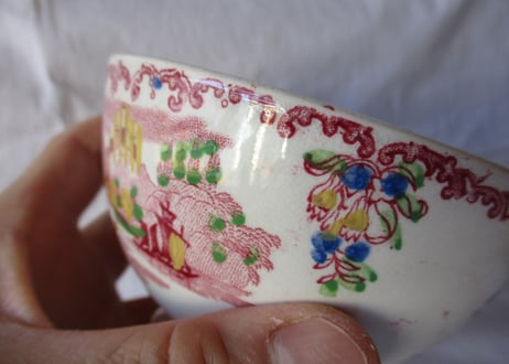 'Cafe au lait' Bowl / Red painting【B】