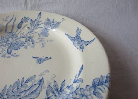 ままごと皿「Blue flower」 / Large flat plate【ダメージ】