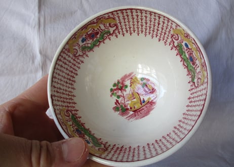'Cafe au lait' Bowl / Red painting【B】