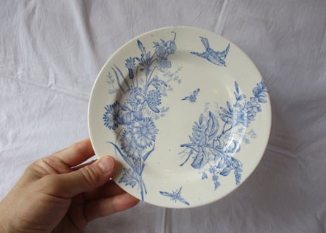 ままごと皿「Blue flower」 / Large flat plate【ダメージ】