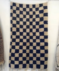 Zarabiya / Vintage blue checker rug