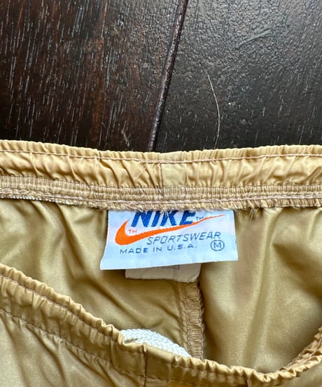 80s ビンテージ　アメリカ製　NIKE ベージュ ナイロンパンツ