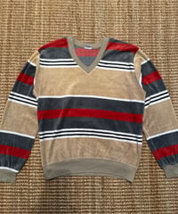 70-80s ビンテージ　ベロアVネックプルオーバー