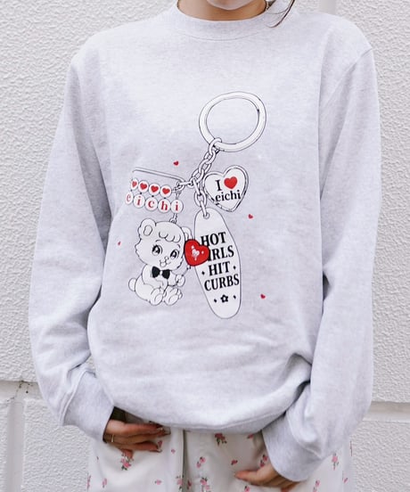 eicHi! CHARM CREW SWEAT ASH