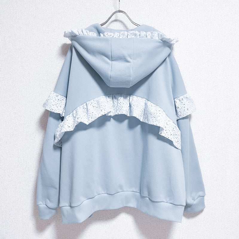 フリルハイネックパーカー<light blue> satoi