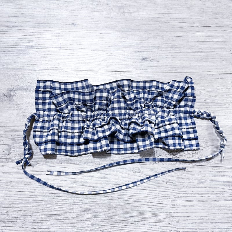 fitmore ギンガムリボンギャザートップス⭐︎新品未使用 ギャザーフリルヘッドドレス<ギンガムチェック／blue> | satoi