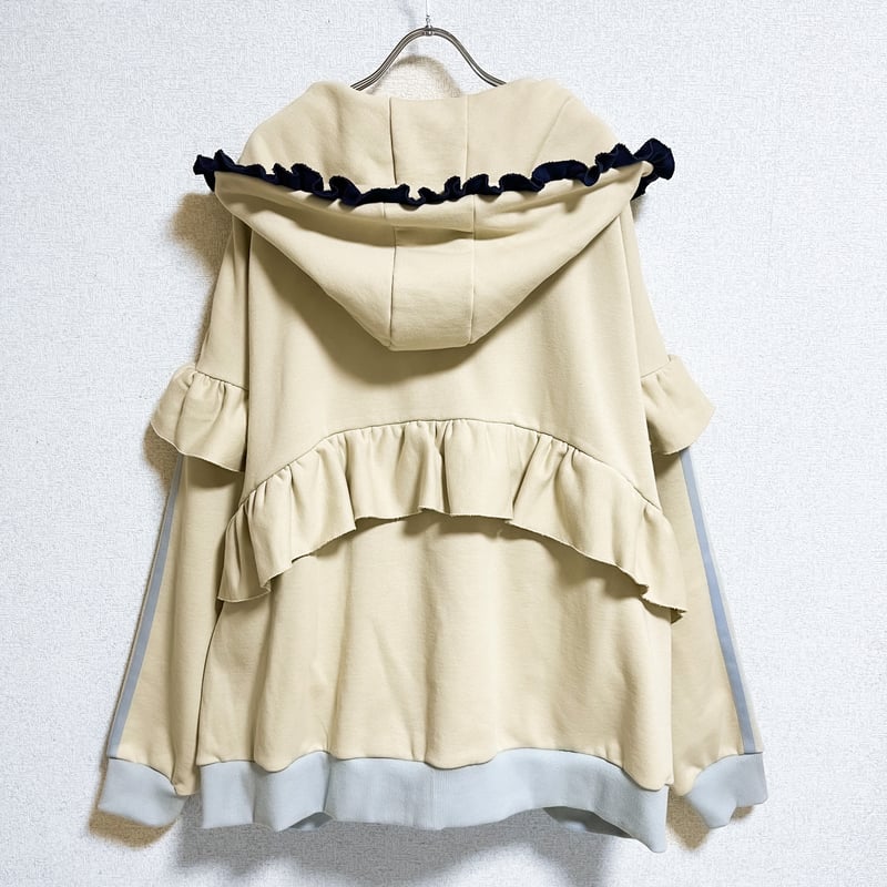 satoi フリルハイネックパーカー フリルハイネックパーカー<beige × navy × light blue> | satoi