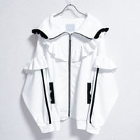 satoi フリルハイネックパーカー gray blue フリルチェックハイネックパーカー<light blue × black> | satoi