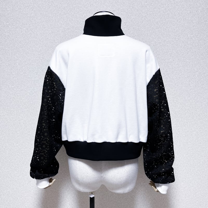 レースショートトラックジャケット<white × black> | satoi