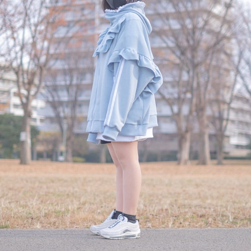 satoi フリルハイネックパーカー\u003clight blue\u003e