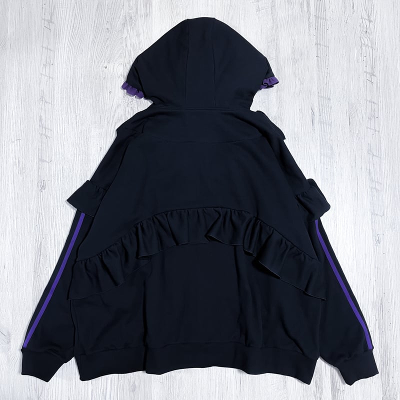 24Resurrection 紫 ハイネック L 2月下旬】フリルハイネックパーカー<black × purple> | satoi
