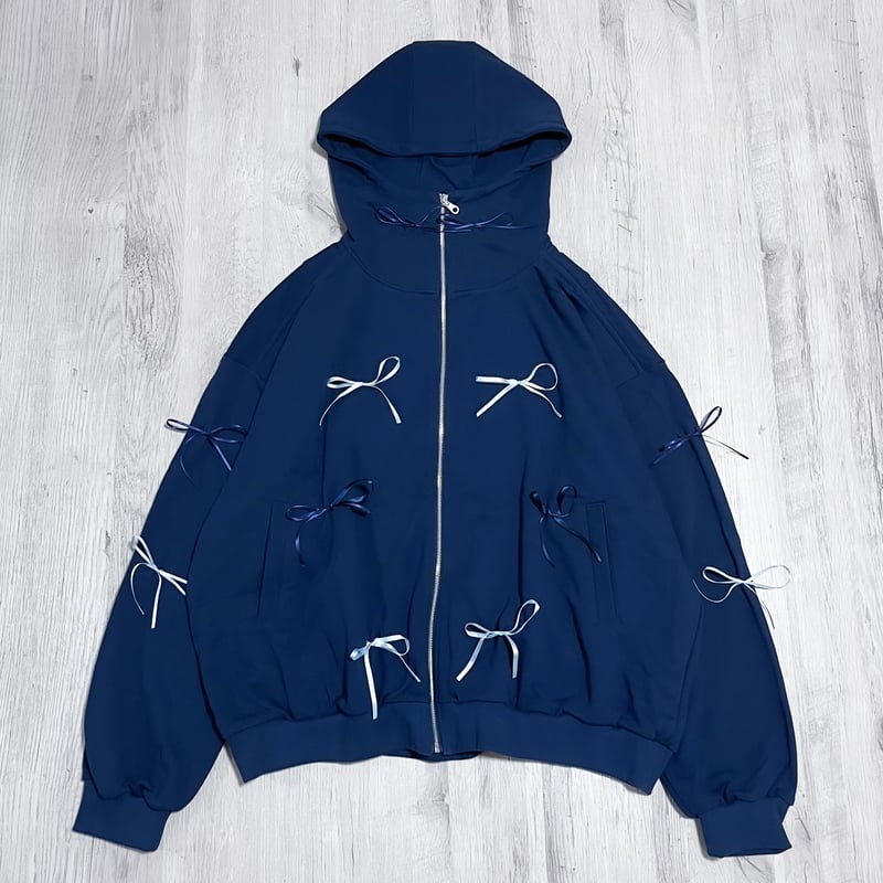 リボンハイネックパーカー<navy> | satoi 