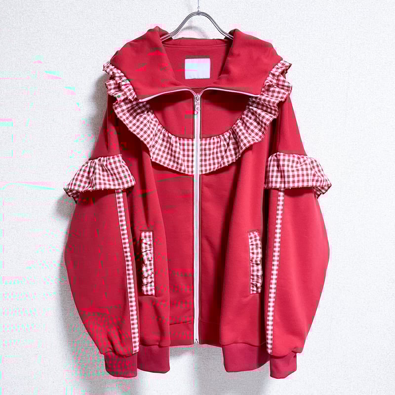 satoi フリルハイネックパーカー