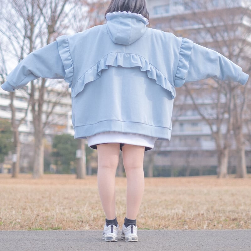 5月納]フリルハイネックパーカー<light blue> | satoi