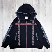 フリルハイネックパーカー<ash green × light gray> | satoi