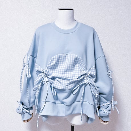 satoi フリルレースジャージ blue フリルレーススウェット<light