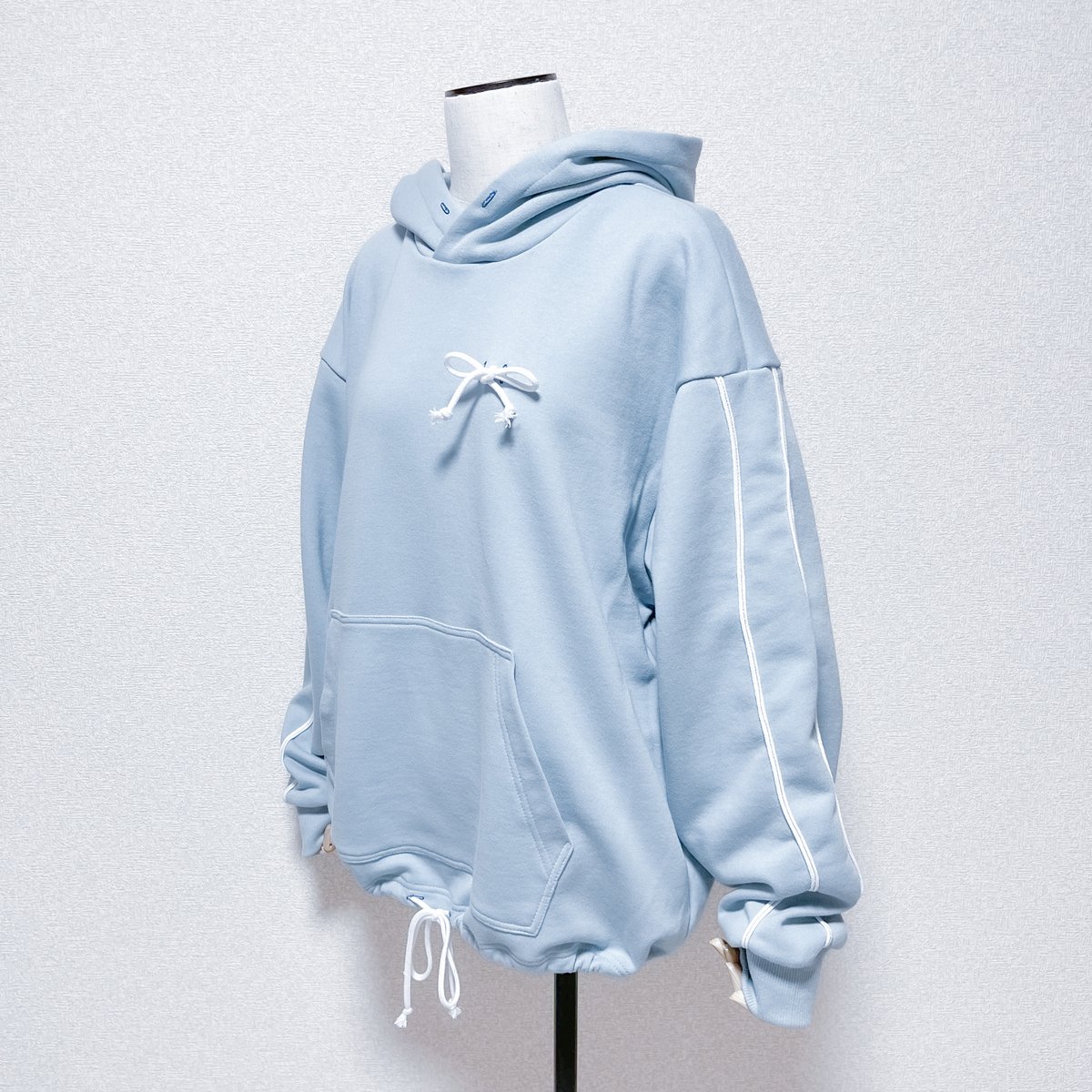 BlueMoonBlue⛵️半袖/パーカー⚓総柄/ロゴ◆ハワイ/サーフ◆グレー ループプルオーバーパーカー<light blue × blue × white> | satoi