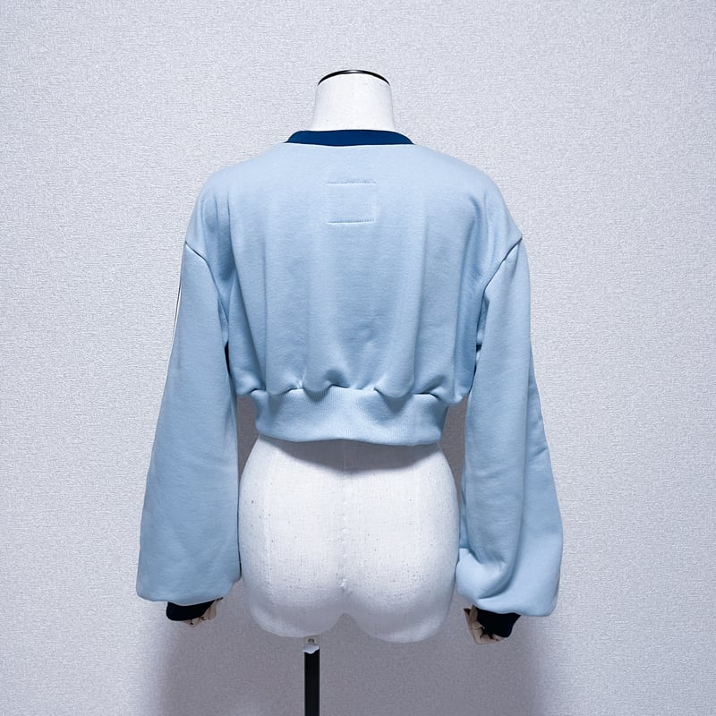 ラインショートスウェット<light blue × navy ／ 40cm> | satoi