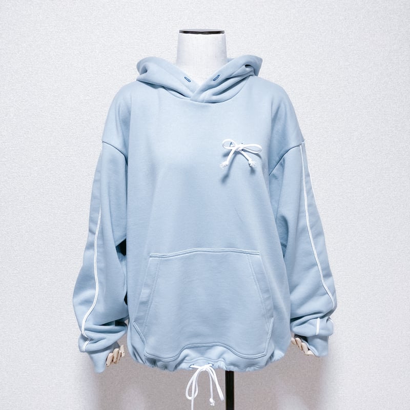 satoi パーカー ループプルオーバーパーカー<light blue × blue × white> | satoi