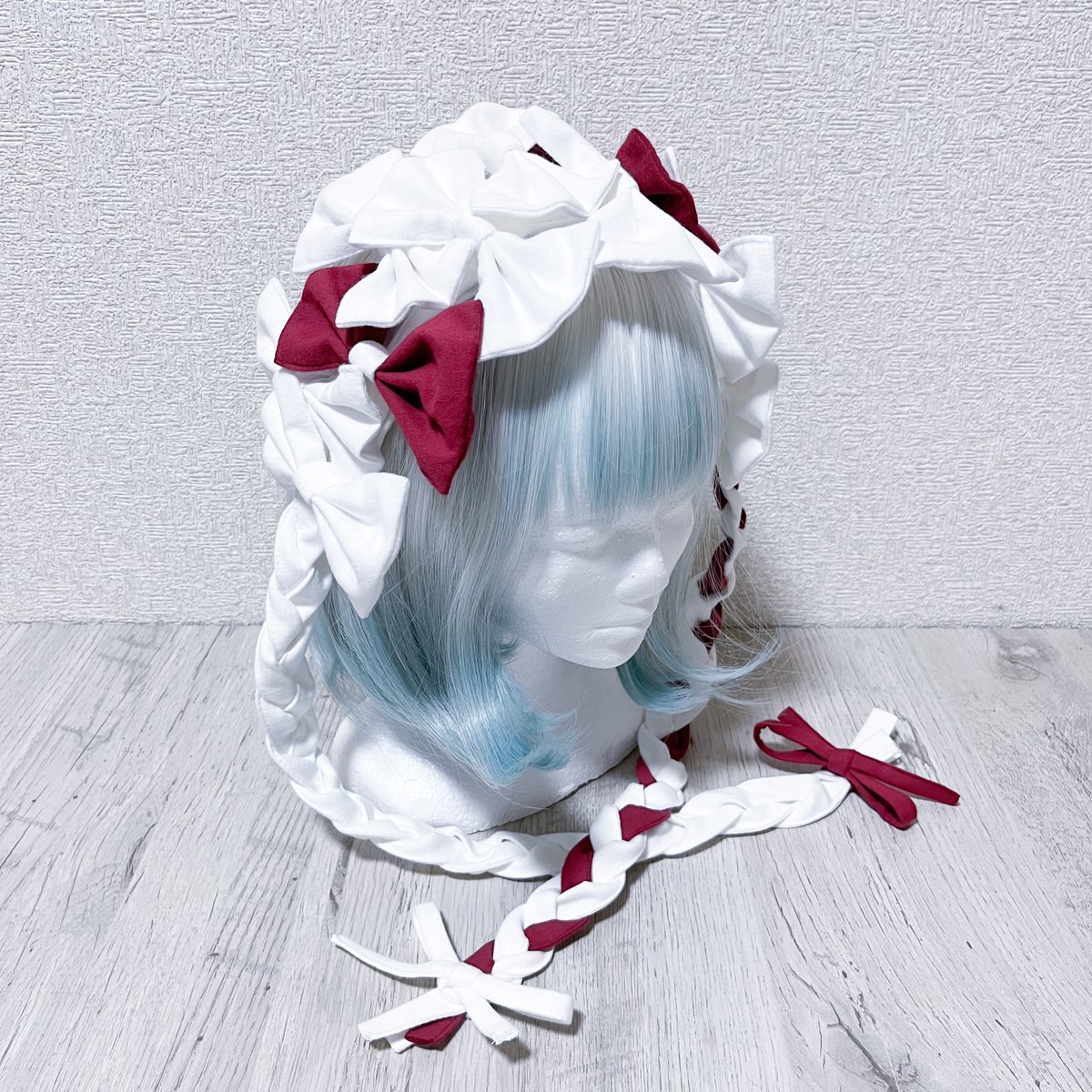 届11/25〜12/15】三つ編みリボンヘッドドレス<white × red> | satoi