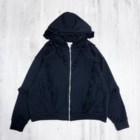 フリルチェックハイネックパーカー<light blue × black> | satoi