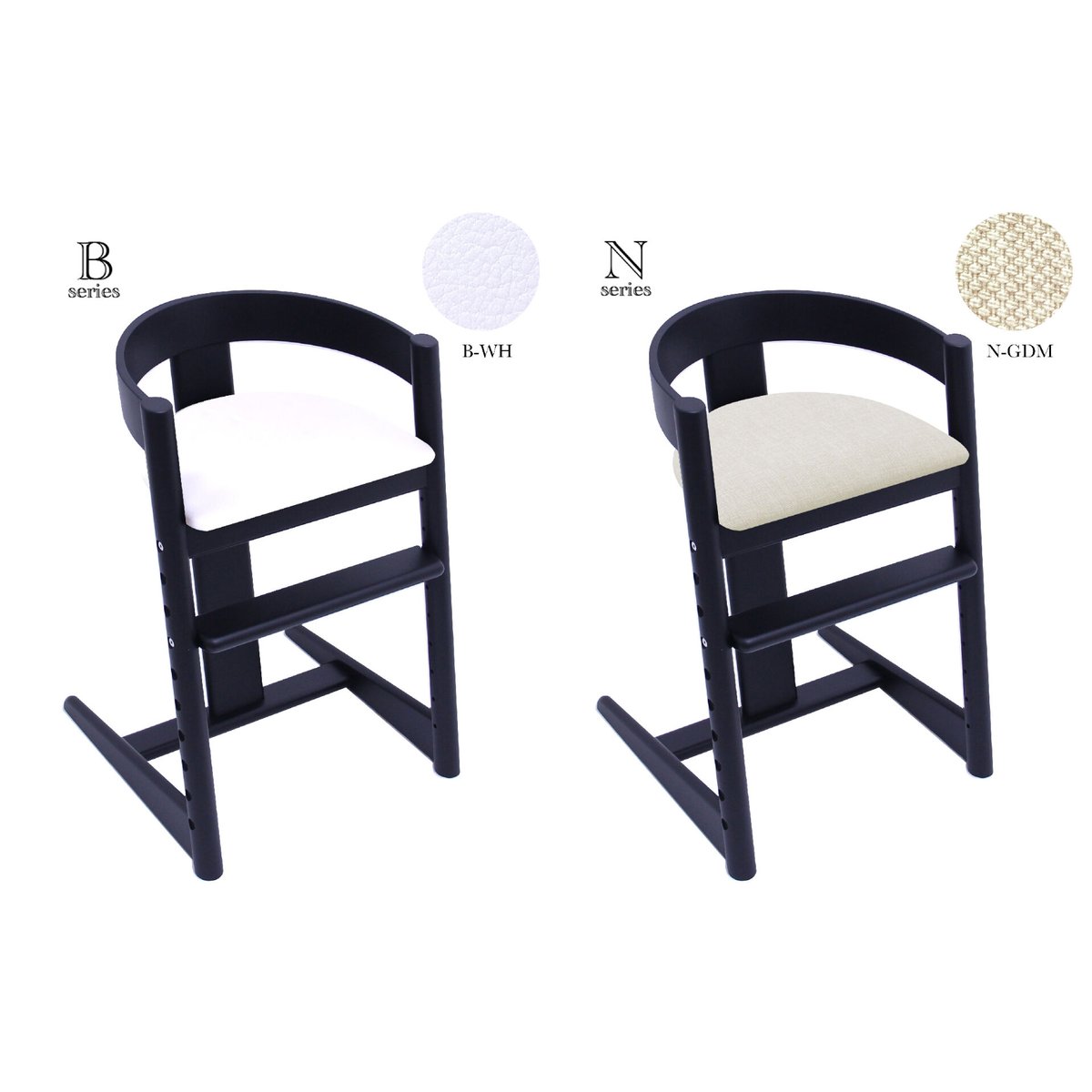 ブラックデザインハイチェア BLACK Design×PINOWORKS コラボチェア HIGH レザーメッシュ(受注