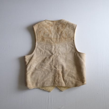Suede boa vest