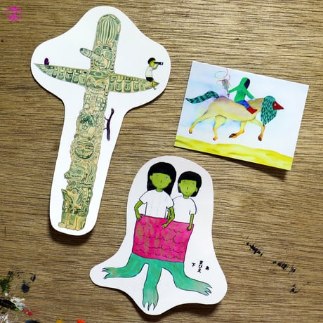 青木真莉子「あまびえステッカーセット 」／ Marico Aoki "AMABIE stickers"
