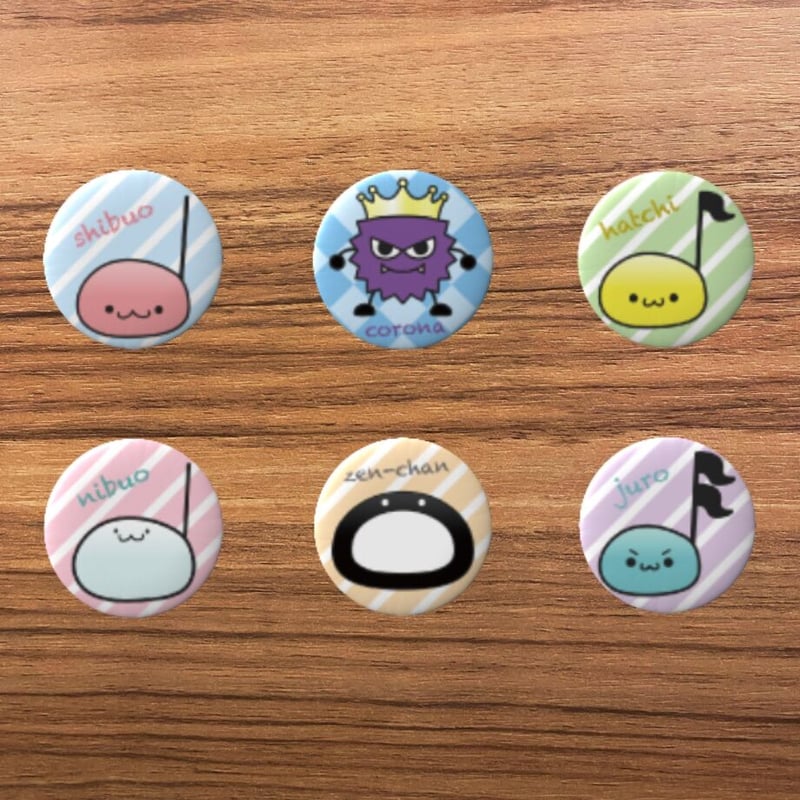 たまこ グッズ 5 ＊ かんな 缶バッジ 音符たち＆コロナ大魔王の缶バッジ | テンポル☆shop