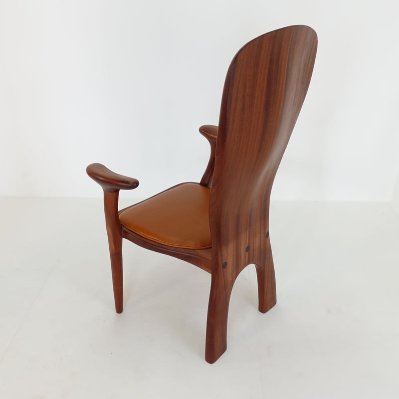 美品□ギャラリー良工房□25万円 RYO工房 ハイバック チェア 彫刻家具