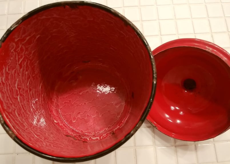 ホーロー製キャニスター2個セット　フランスビンテージキャニスター ビンテージ雑貨 フランスアンティーク ブロカント雑貨 ホーロー製キャニスター2