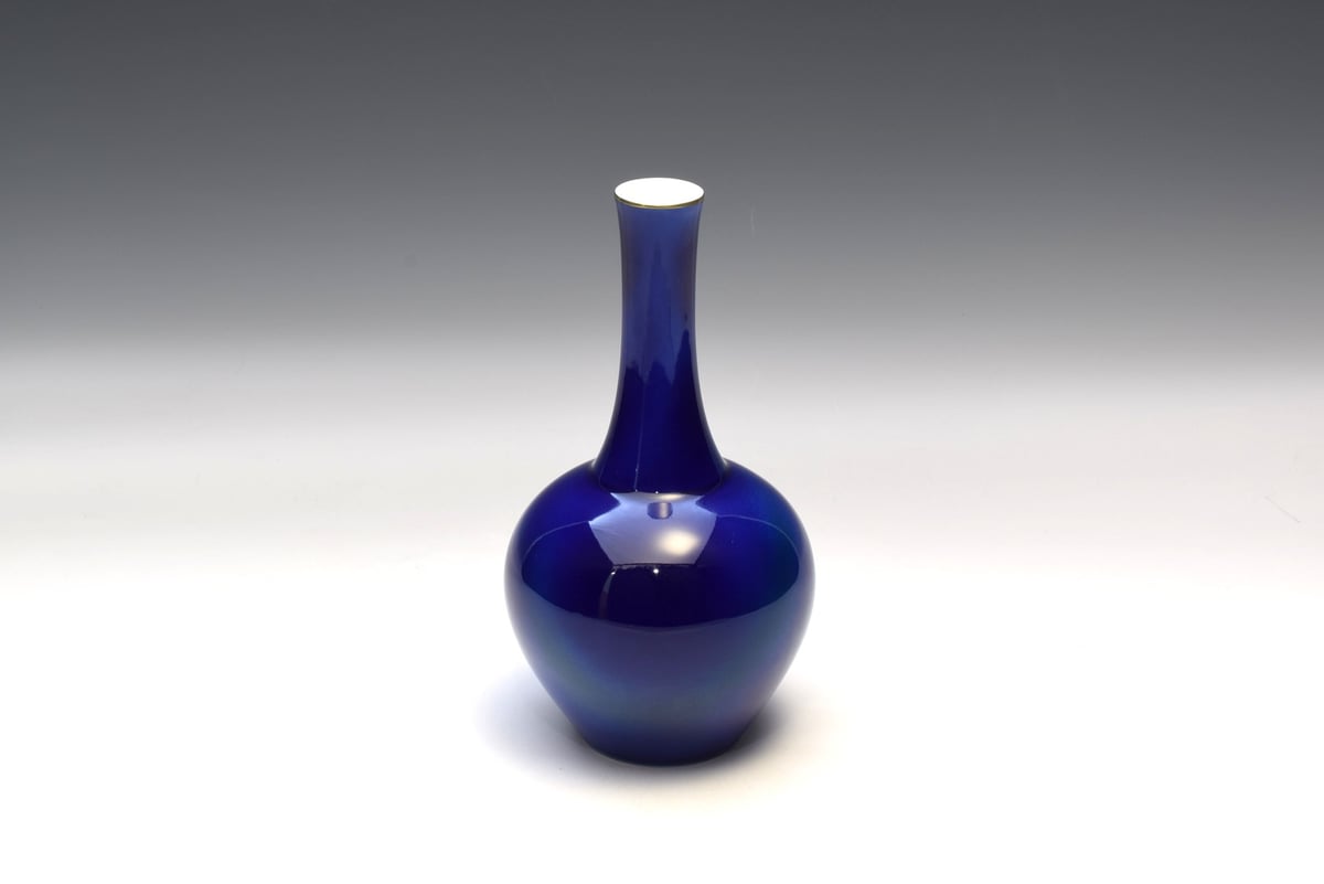 ルリ三彩 鶴首7号花生（アウトレット品） | WEB有田陶器市 ｜ 深川製磁