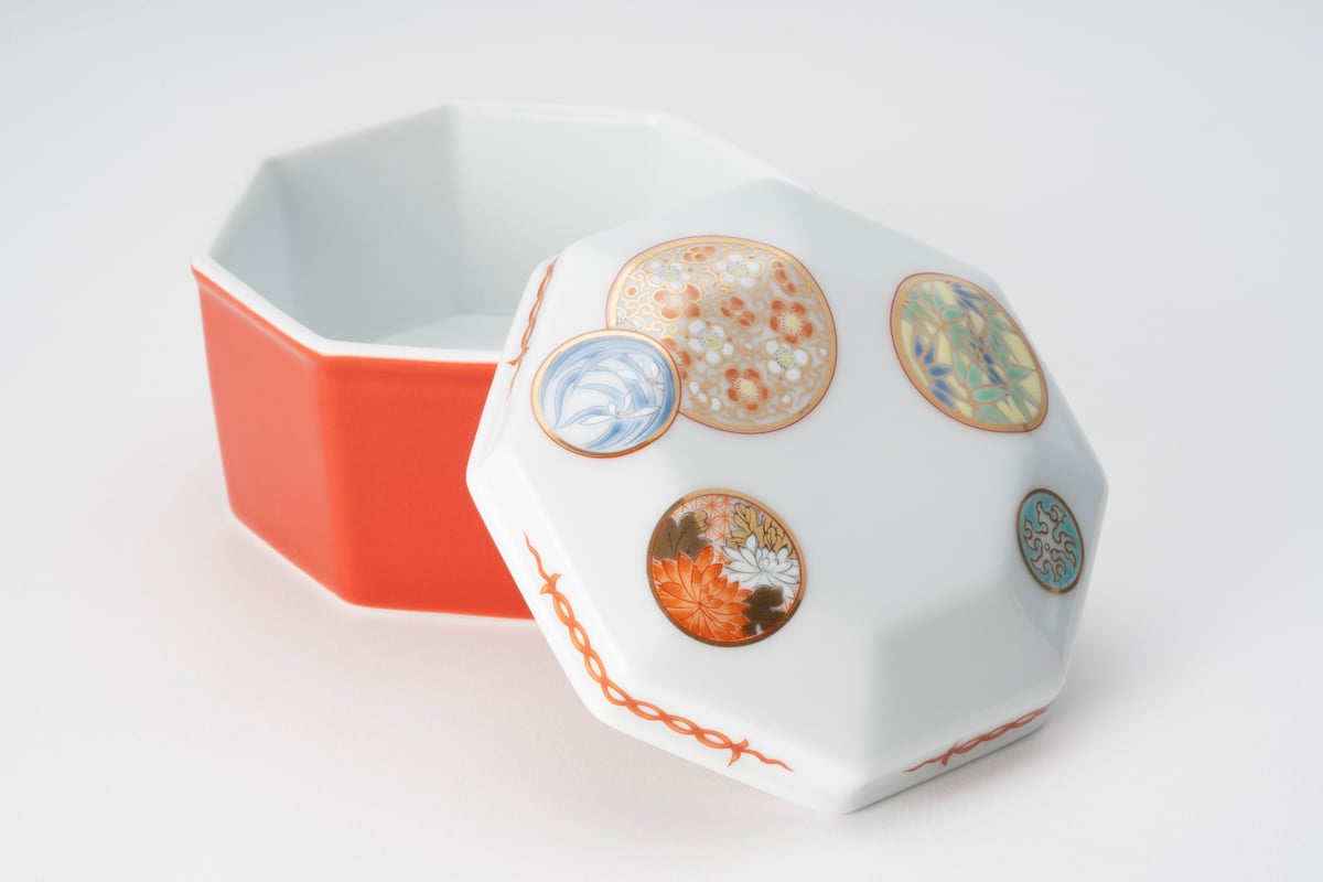 寿赤絵 八角蓋物（アウトレット品） | WEB有田陶器市 ｜ 深川製磁