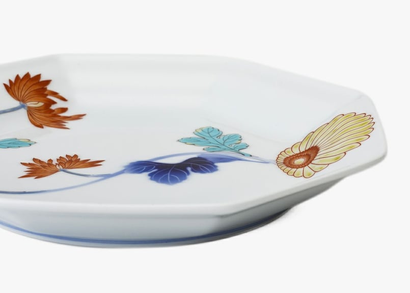 大皿　色絵菊花文皿 色絵菊花紋 ケーキ皿（アウトレット品） | WEB有田陶器市 ｜ 深川製磁