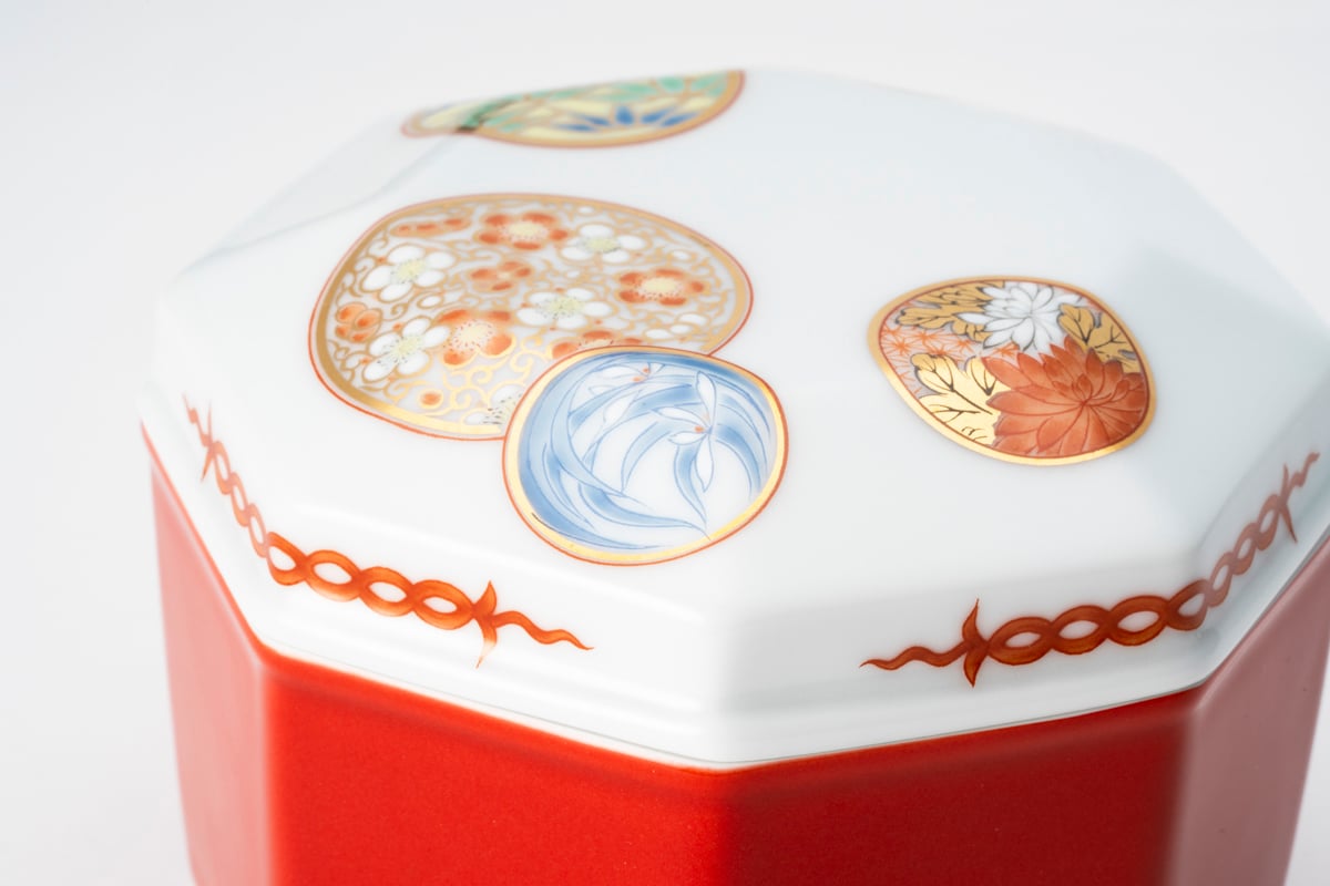 寿赤絵 八角蓋物（アウトレット品） | WEB有田陶器市 ｜ 深川製磁
