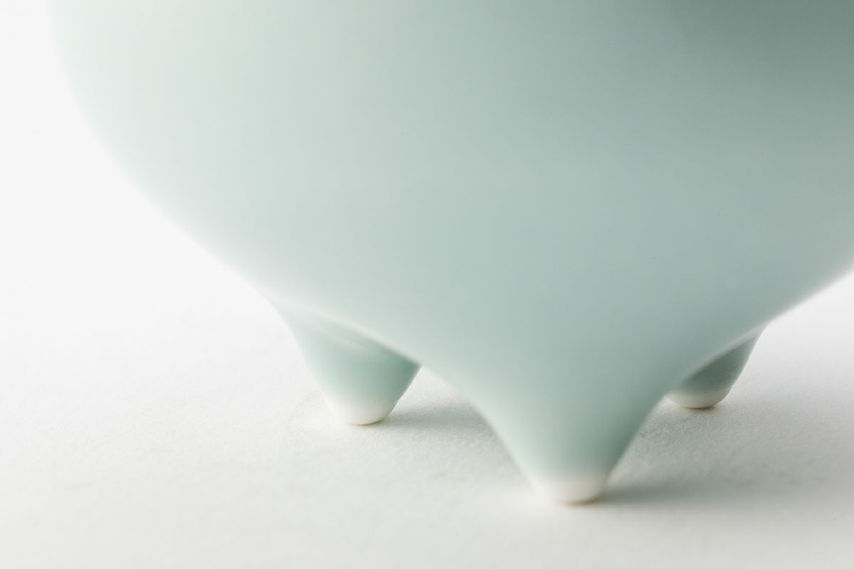 青磁 葛屋 香炉 在印(K-A355) Miura Koheiji 三浦小平二, LNT, Celadon Tea Jar with Cover, 青磁