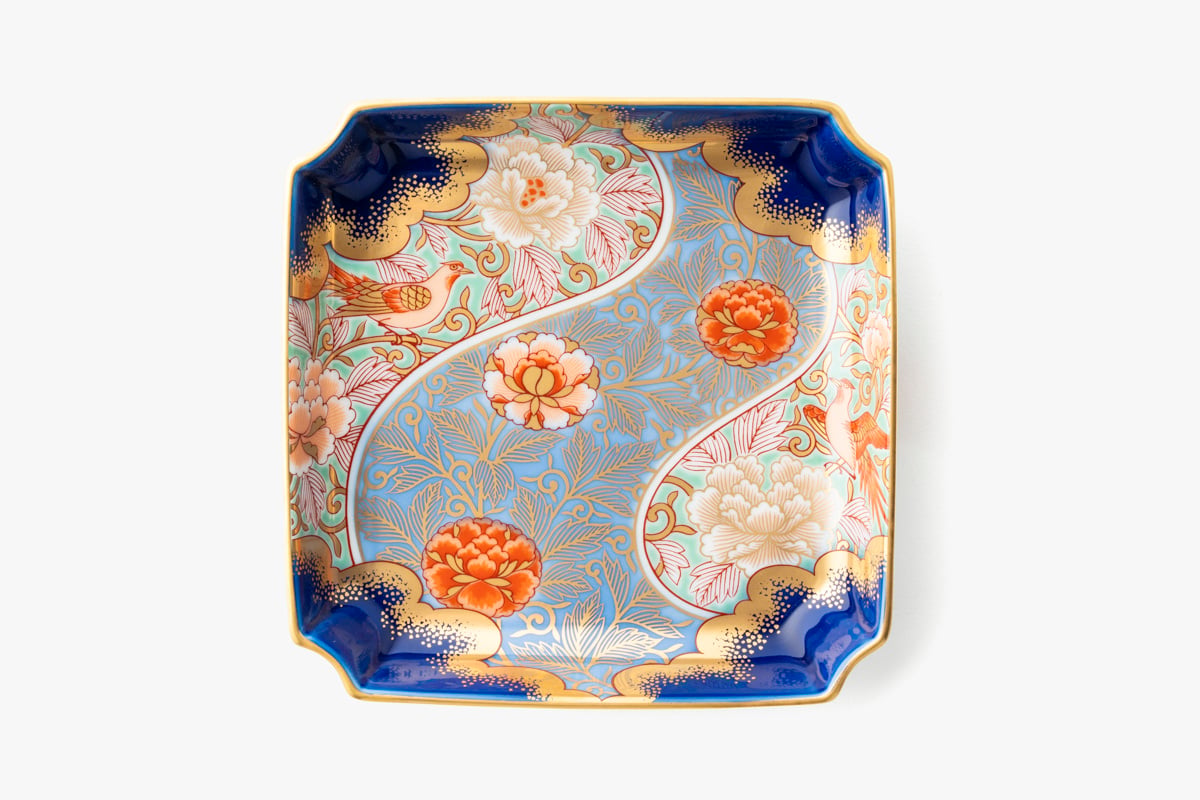 金襴手牡丹唐草瑠璃色 飾皿（アウトレット品） | WEB有田陶器市