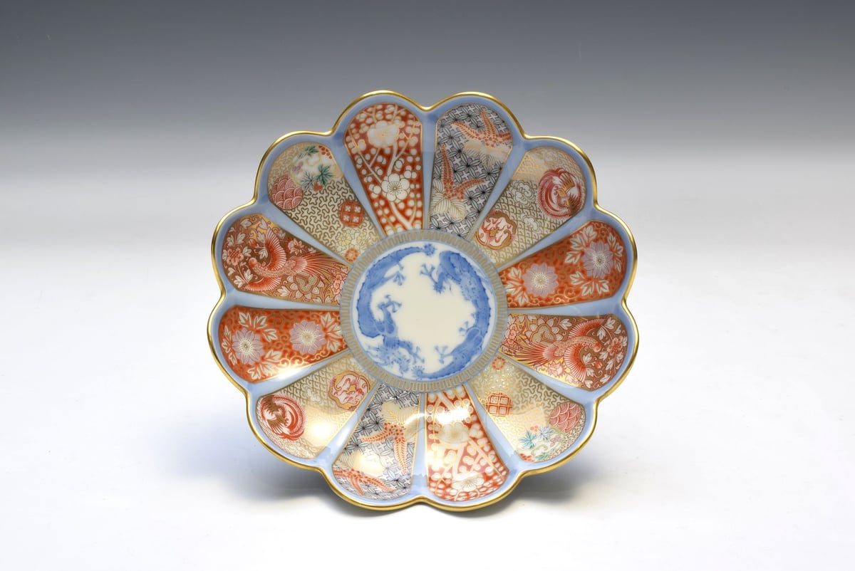 染錦金彩鳳凰 菊割中皿（アウトレット品） | WEB有田陶器市 ｜ 深川製