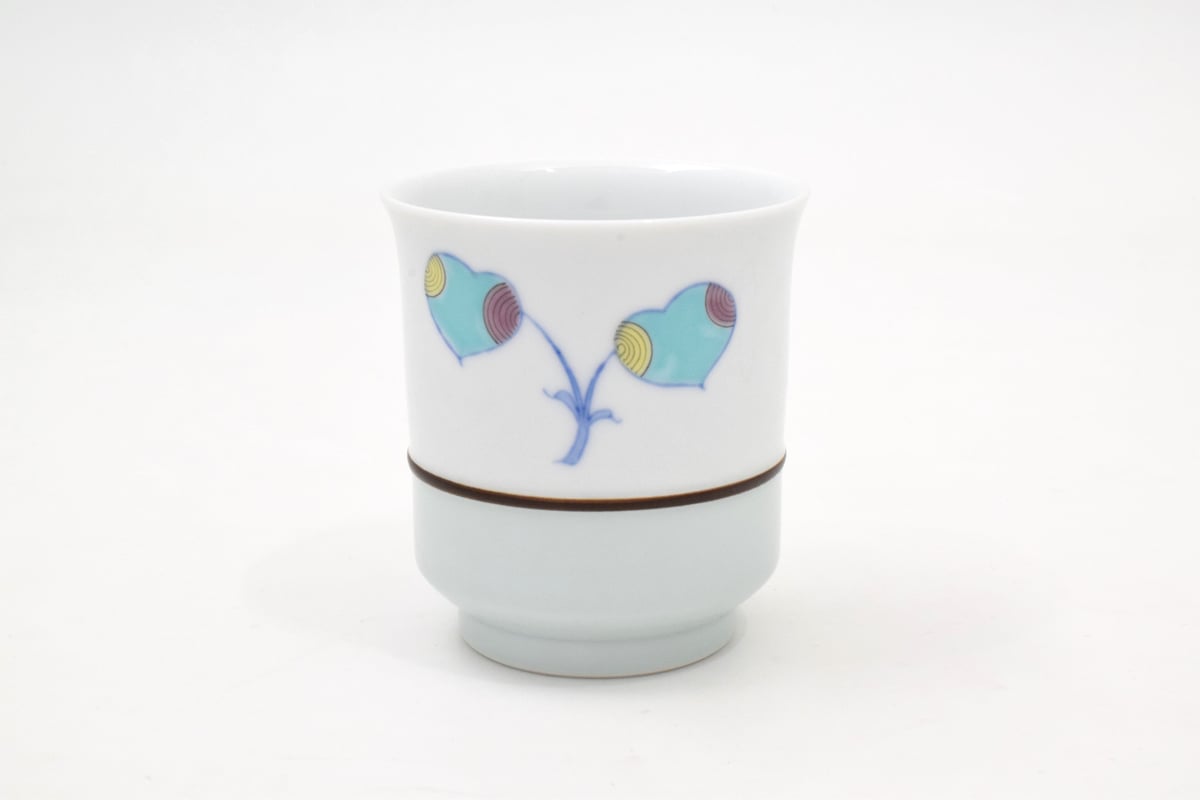 染錦双葉 蓋なし笹型大湯呑（アウトレット品） | WEB有田陶器市