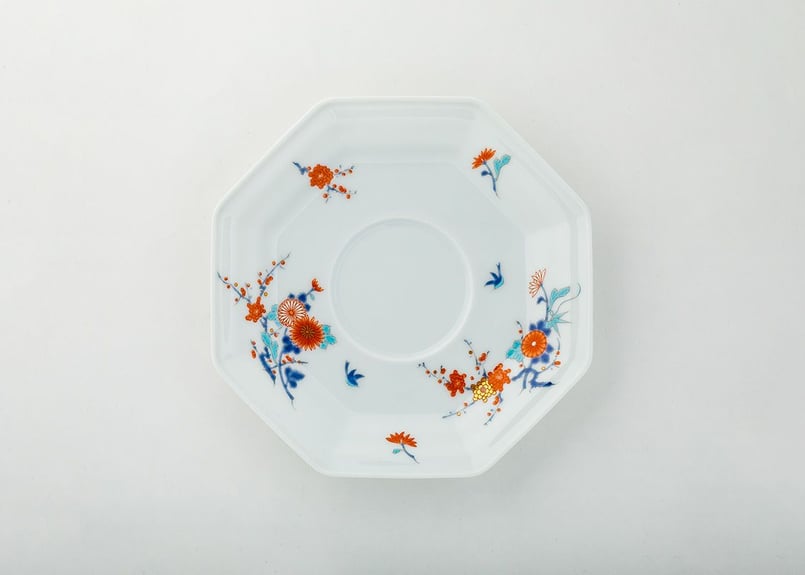 色絵花鳥紋 八角紅茶碗皿（アウトレット品） | WEB有田陶器市 ｜ 深川