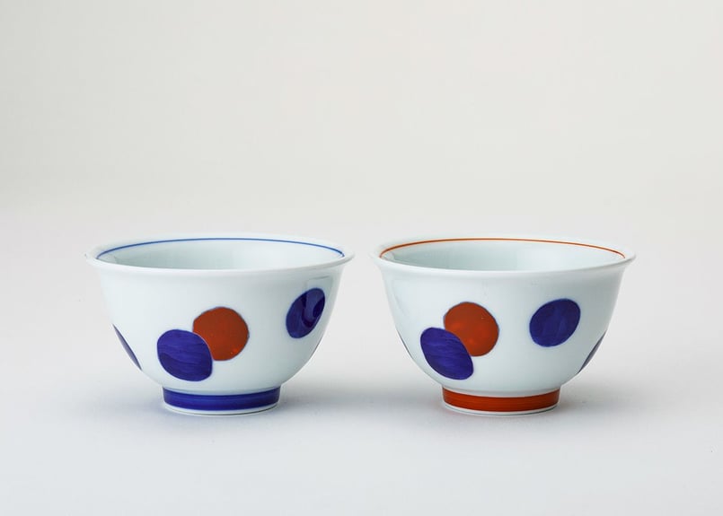 丸紋（赤・呉須） 組飯碗（アウトレット品） | WEB有田陶器市 ｜ 深川