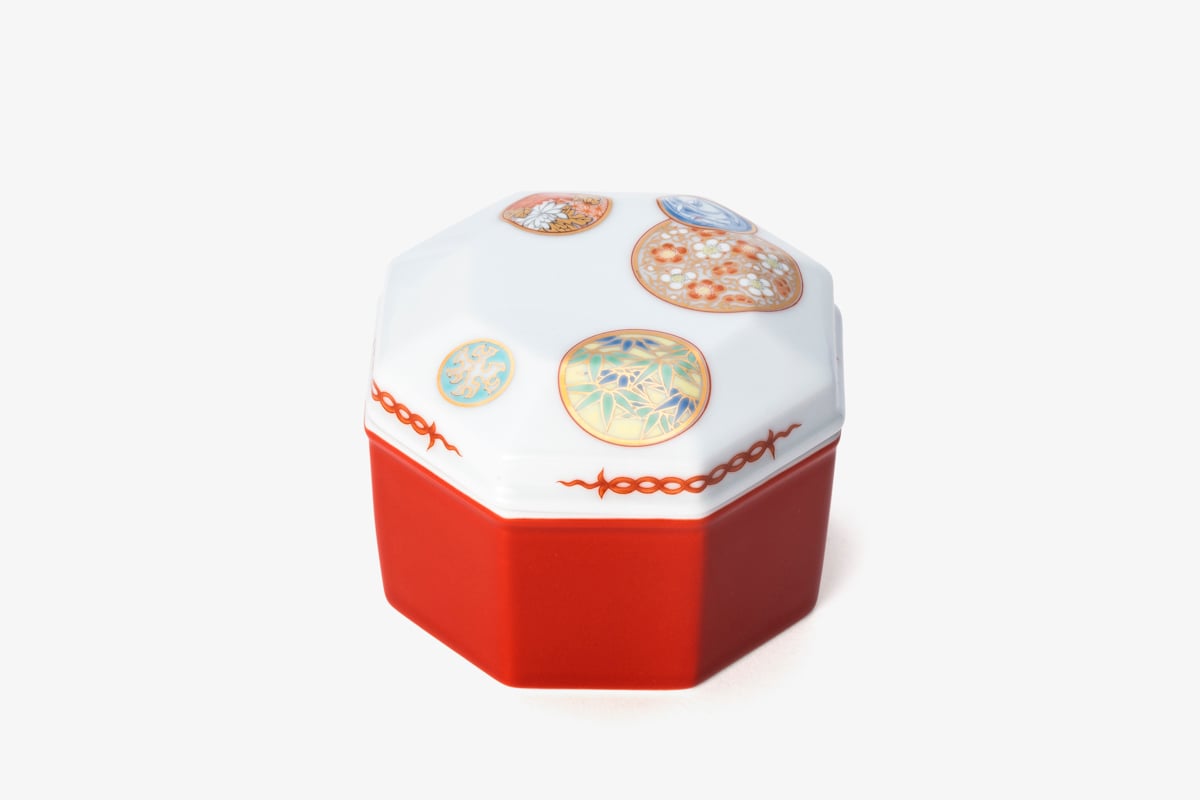 寿赤絵 八角蓋物（アウトレット品） | WEB有田陶器市 ｜ 深川製磁
