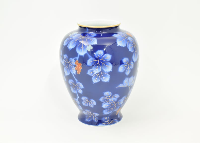 呉須ブドー 8号花生（アウトレット品） | WEB有田陶器市 ｜ 深川製磁