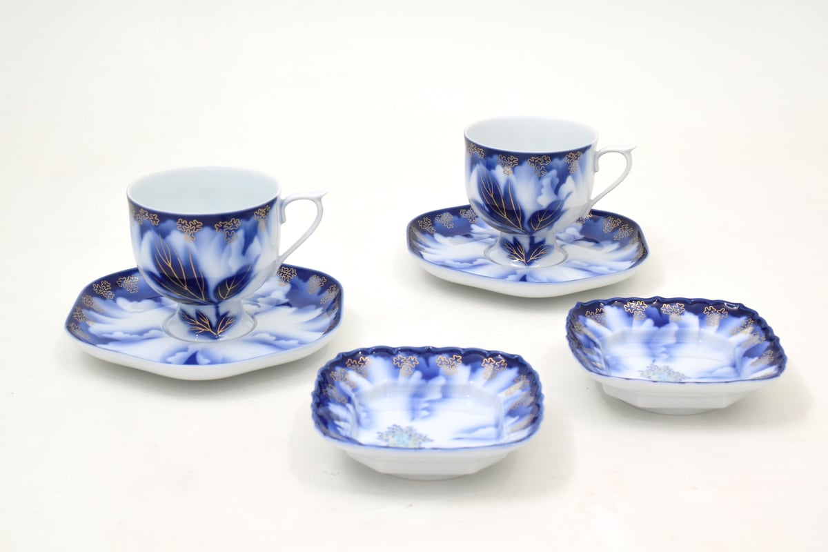 印象派風 陶器 装飾品 牡丹金ミル ペア珈琲セット（アウトレット品） | WEB有田陶器市