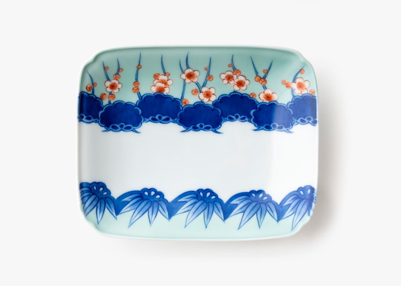 松竹梅紋 木瓜型明治角皿（アウトレット品） | WEB有田陶器市 ｜ 深川 