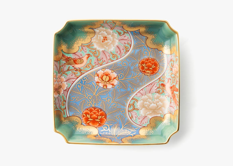 金襴手牡丹唐草ひわ色 飾皿（アウトレット品） | WEB有田陶器市