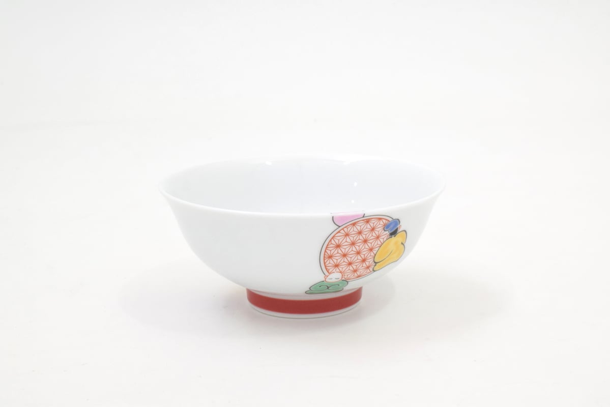 丸紋六歌仙（緋） 反3.6飯碗（アウトレット品） | WEB有田陶器市