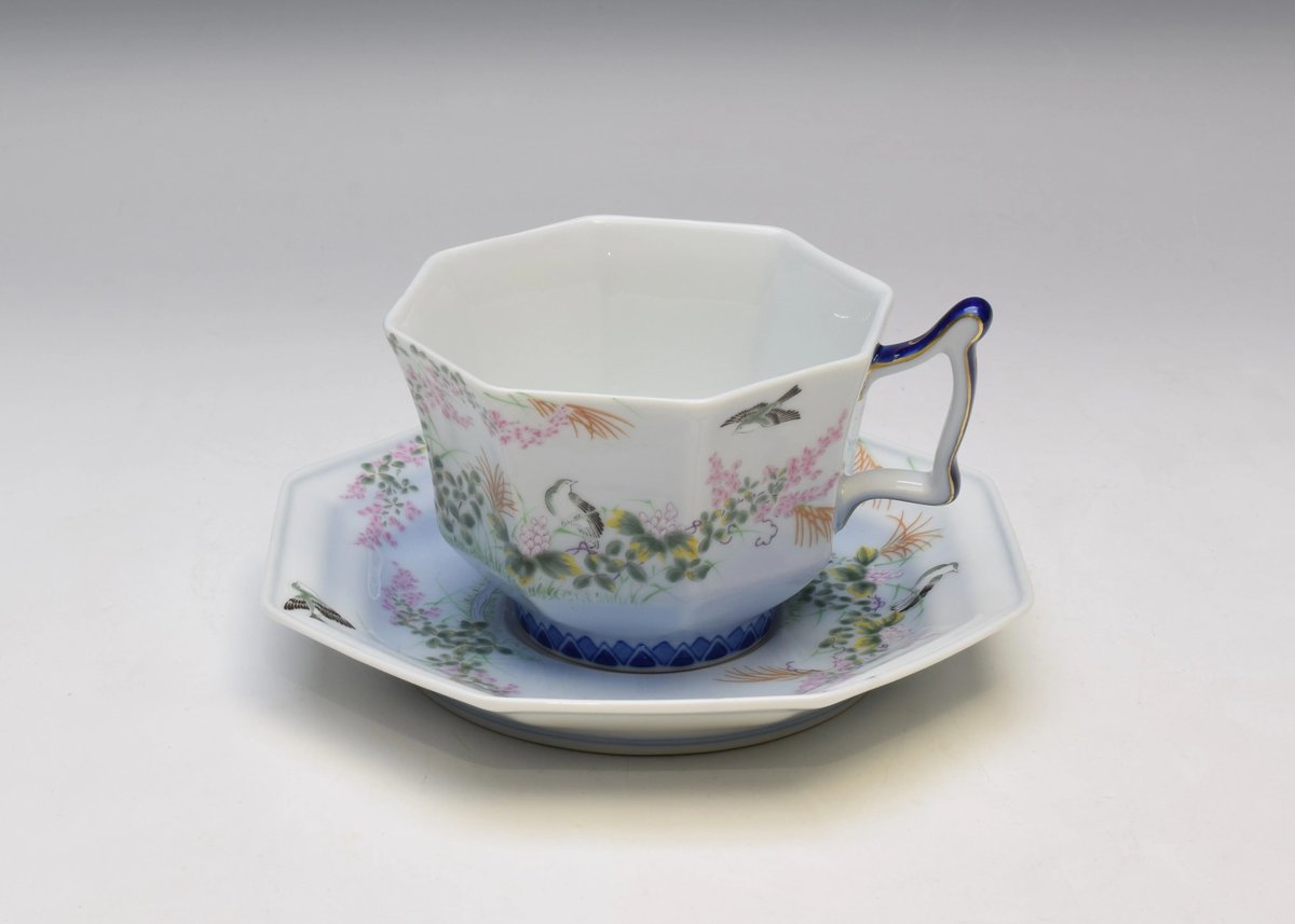 深川製磁 萩花見 八角深皿 鉢 萩花見 八角紅茶碗皿（アウトレット